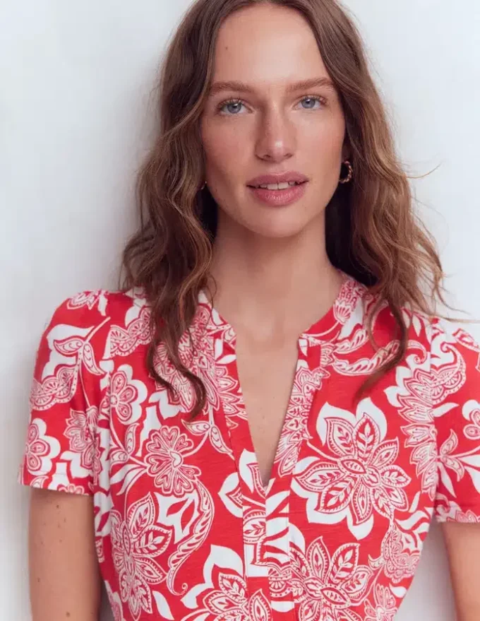 Naomi Jersey Midi Dress Blood Orange, Elegant Blossom Naomi Jersey Midi Dress Blood Orange, Elegant Blossom