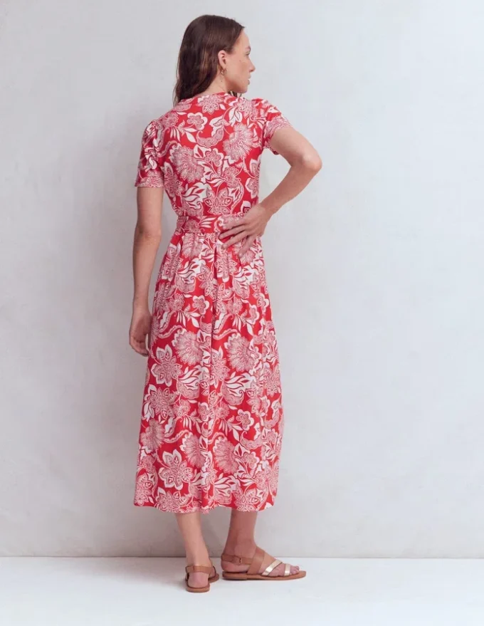Naomi Jersey Midi Dress Blood Orange, Elegant Blossom Naomi Jersey Midi Dress Blood Orange, Elegant Blossom