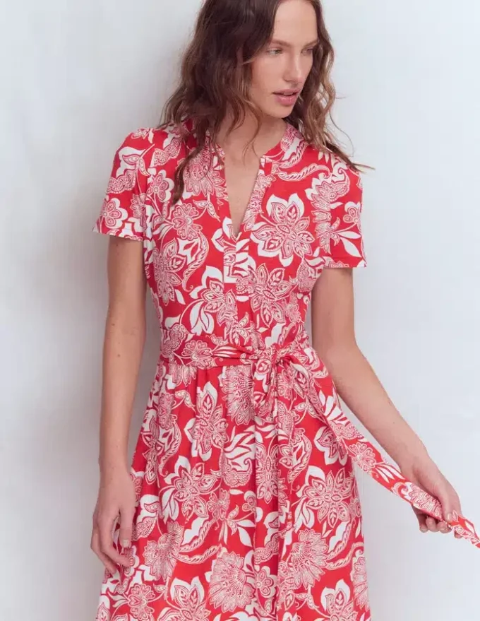 Naomi Jersey Midi Dress Blood Orange, Elegant Blossom Naomi Jersey Midi Dress Blood Orange, Elegant Blossom
