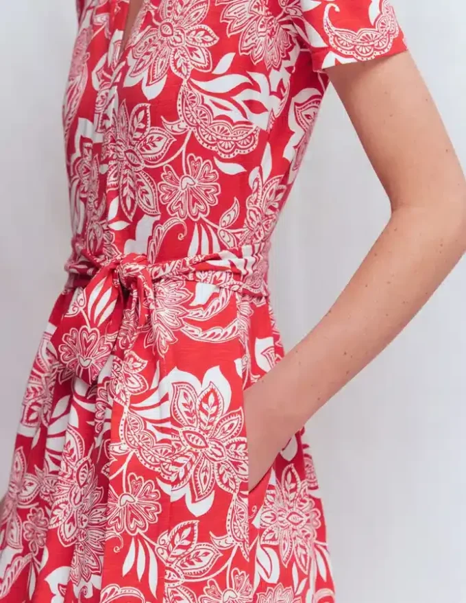 Naomi Jersey Midi Dress Blood Orange, Elegant Blossom Naomi Jersey Midi Dress Blood Orange, Elegant Blossom