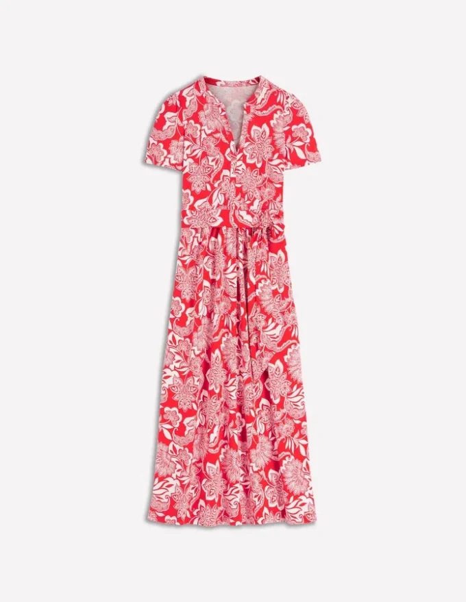 Naomi Jersey Midi Dress Blood Orange, Elegant Blossom Naomi Jersey Midi Dress Blood Orange, Elegant Blossom