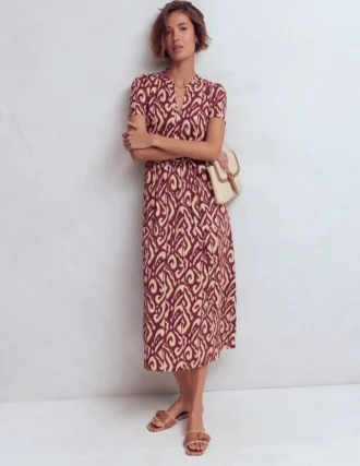 Naomi Jersey Midi Dress Deep Wisteria, Ikat