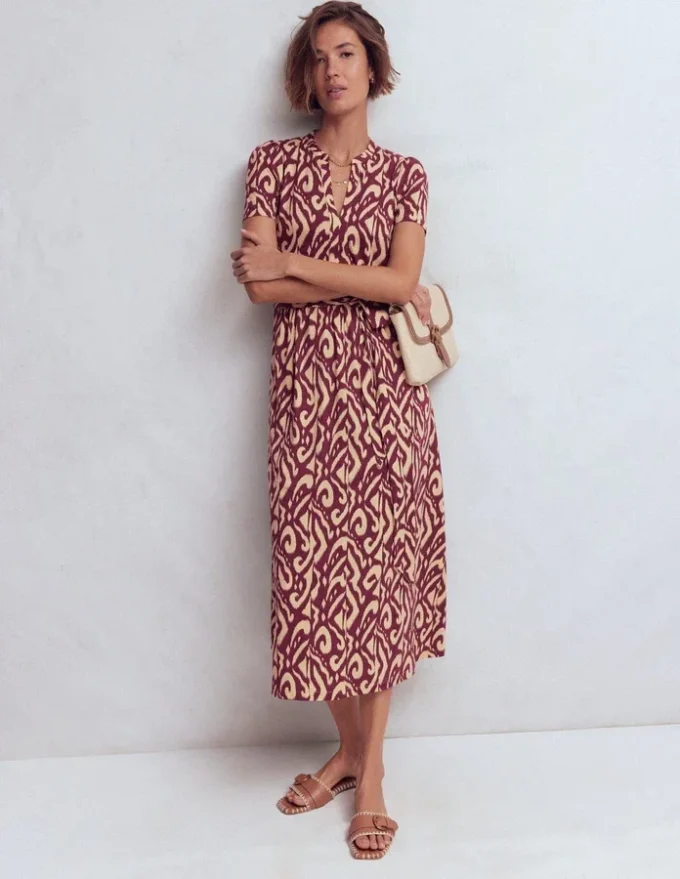 Naomi Jersey Midi Dress Deep Wisteria, Ikat Naomi Jersey Midi Dress Deep Wisteria, Ikat
