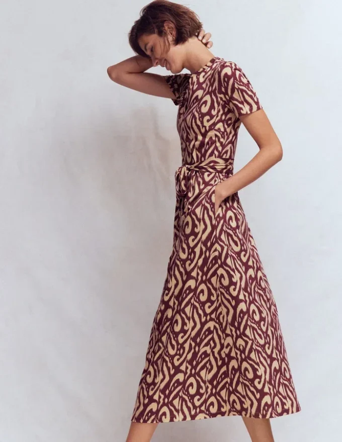 Naomi Jersey Midi Dress Deep Wisteria, Ikat Naomi Jersey Midi Dress Deep Wisteria, Ikat
