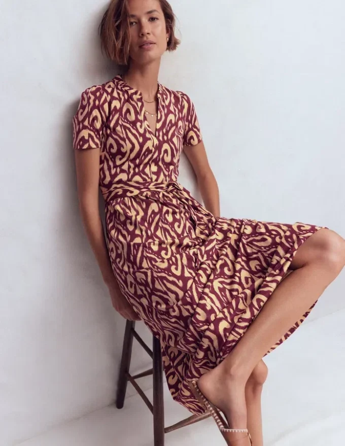Naomi Jersey Midi Dress Deep Wisteria, Ikat Naomi Jersey Midi Dress Deep Wisteria, Ikat