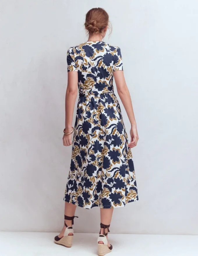 Naomi Jersey Midi Dress French Navy, Shadow Blossom Naomi Jersey Midi Dress French Navy, Shadow Blossom