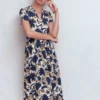 Naomi Jersey Midi Dress French Navy, Shadow Blossom Naomi Jersey Midi Dress French Navy, Shadow Blossom