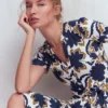 Naomi Jersey Midi Dress French Navy, Shadow Blossom Naomi Jersey Midi Dress French Navy, Shadow Blossom