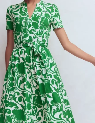 Naomi Jersey Midi Dress Green, Flourishing Meadow