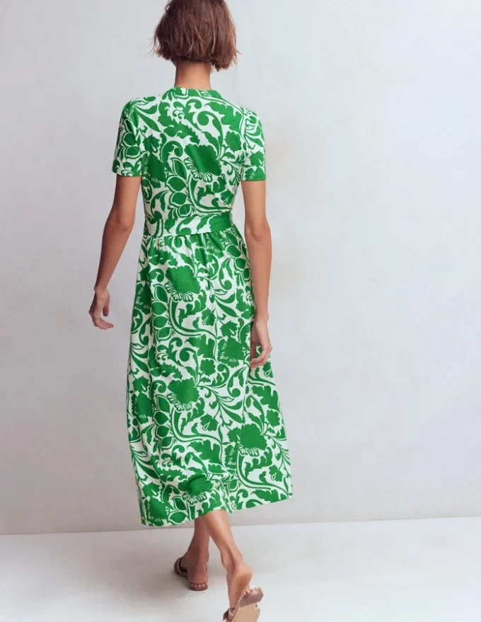 Naomi Jersey Midi Dress Green, Flourishing Meadow