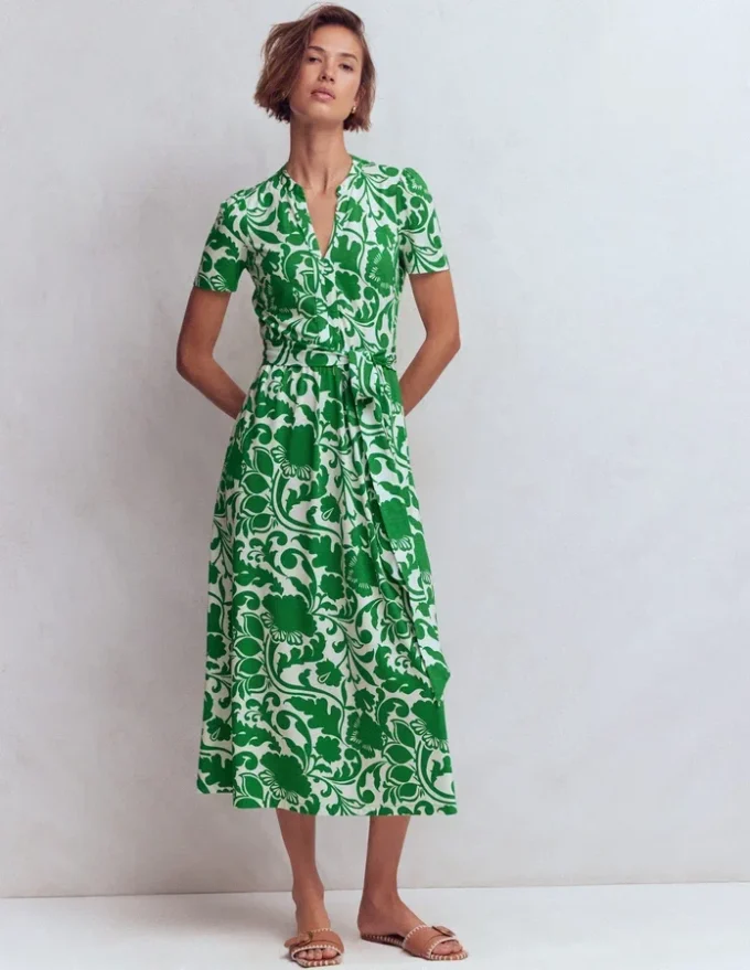 Naomi Jersey Midi Dress Green, Flourishing Meadow