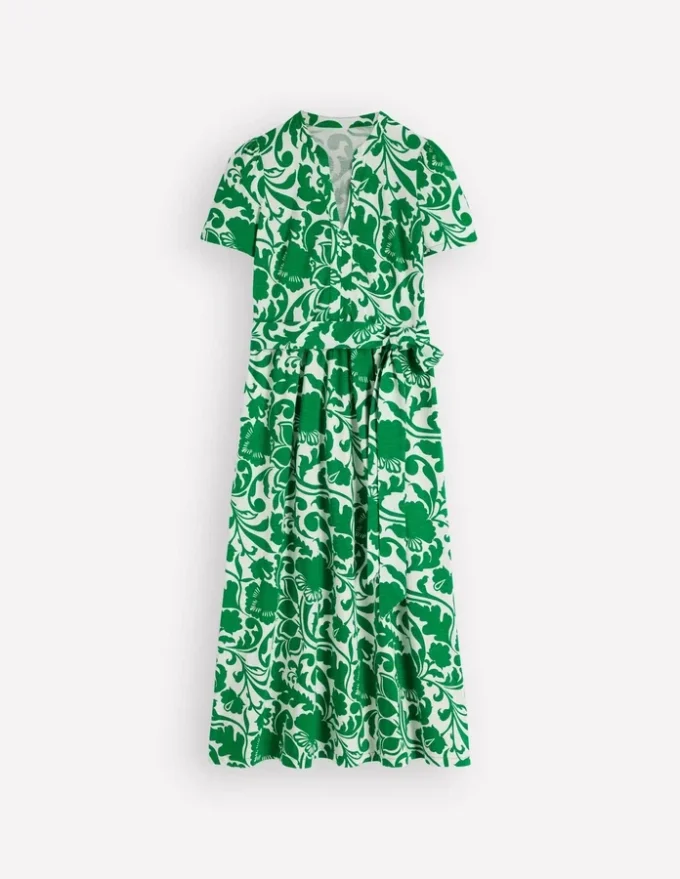 Naomi Jersey Midi Dress Green, Flourishing Meadow