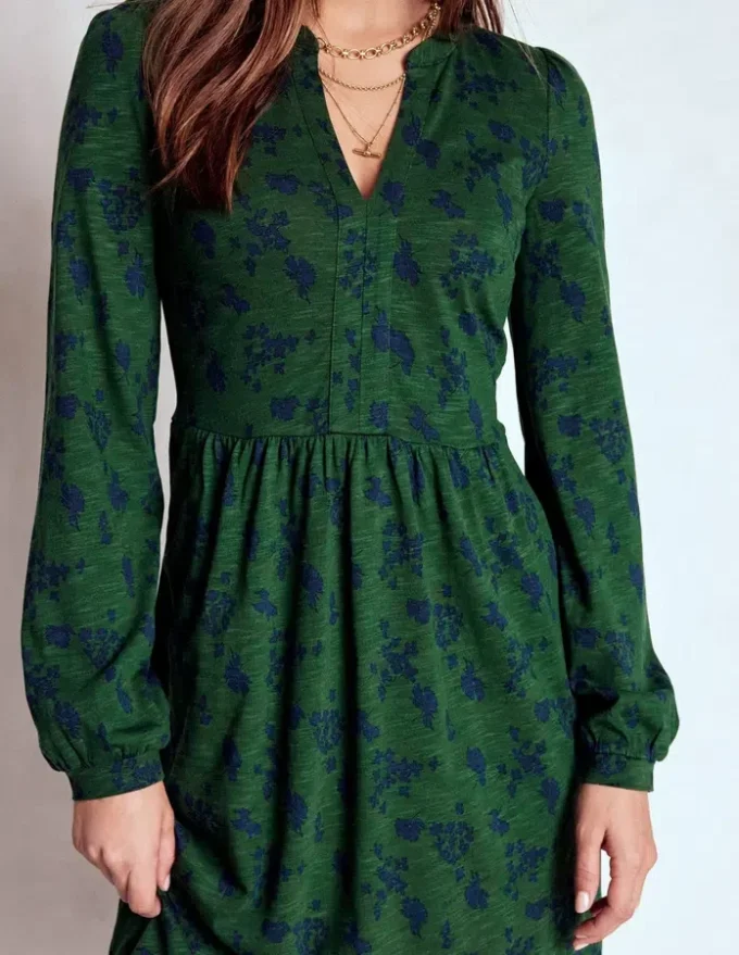 Naomi Relaxed Jersey Dress Dark Green, Dainty Meadow Naomi Relaxed Jersey Dress Dark Green, Dainty Meadow