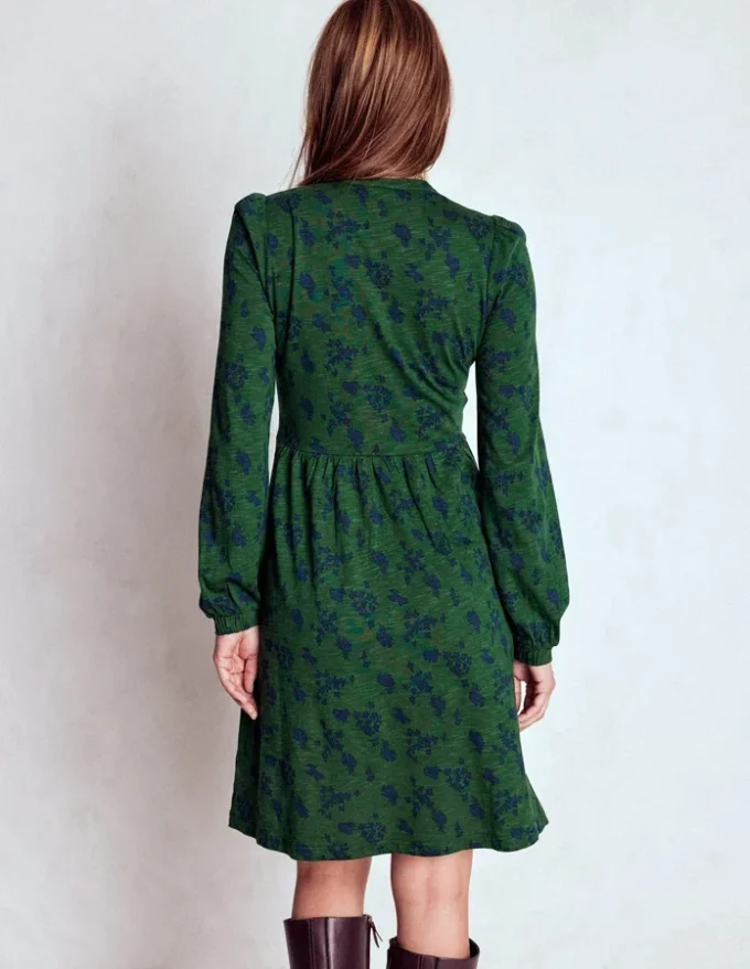 Naomi Relaxed Jersey Dress Dark Green, Dainty Meadow Naomi Relaxed Jersey Dress Dark Green, Dainty Meadow