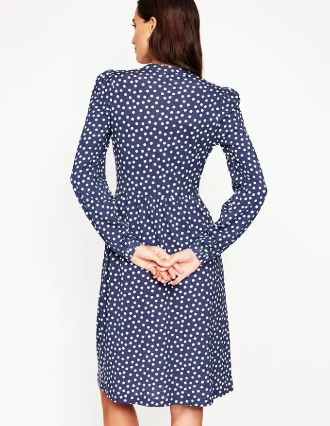 Naomi Relaxed Jersey Dress French Navy, Abstract Dot Naomi Relaxed Jersey Dress French Navy, Abstract Dot