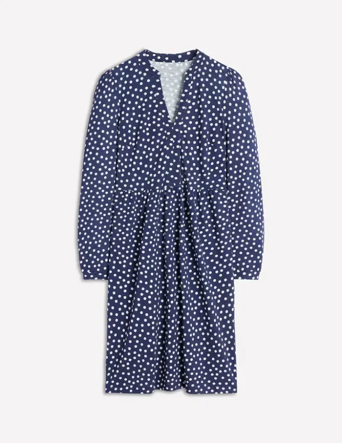 Naomi Relaxed Jersey Dress French Navy, Abstract Dot Naomi Relaxed Jersey Dress French Navy, Abstract Dot