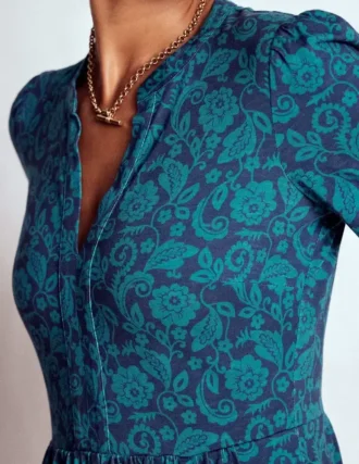 Naomi Relaxed Jersey Dress Midnight Ocean, Ornate Flora