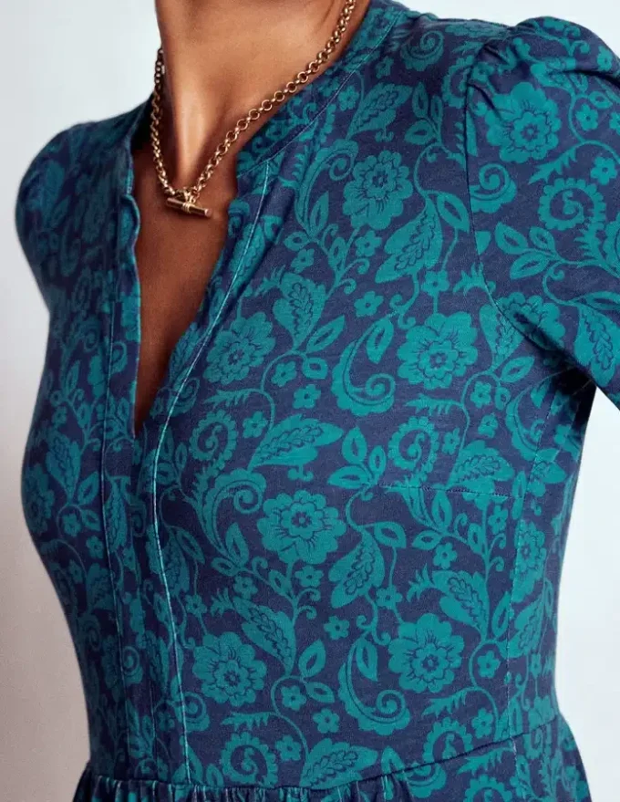 Naomi Relaxed Jersey Dress Midnight Ocean, Ornate Flora Naomi Relaxed Jersey Dress Midnight Ocean, Ornate Flora