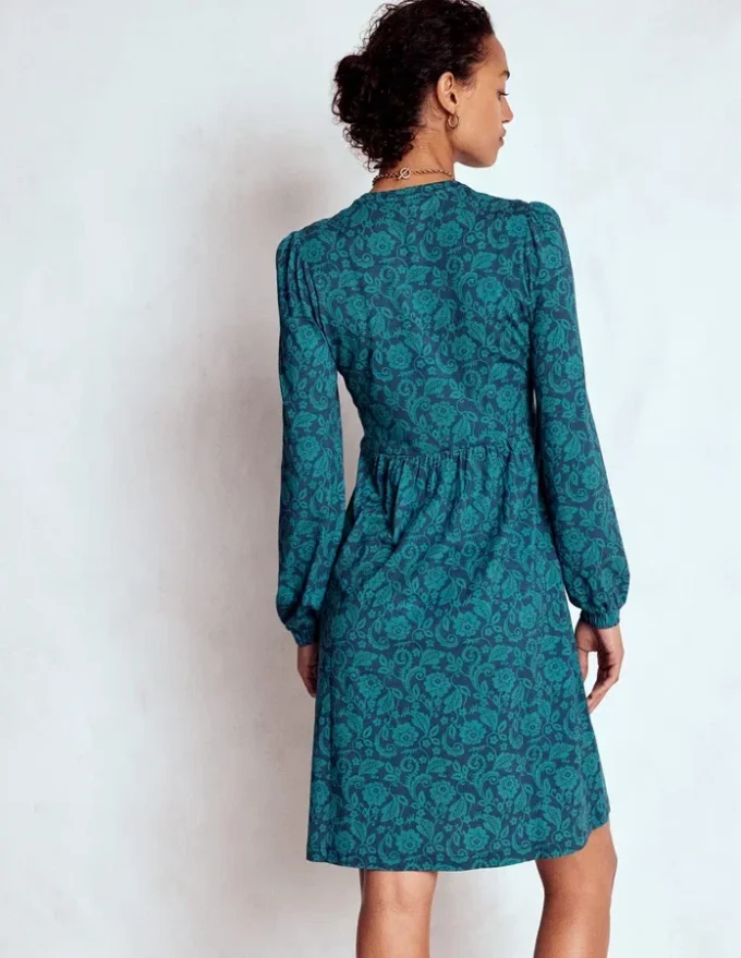 Naomi Relaxed Jersey Dress Midnight Ocean, Ornate Flora Naomi Relaxed Jersey Dress Midnight Ocean, Ornate Flora
