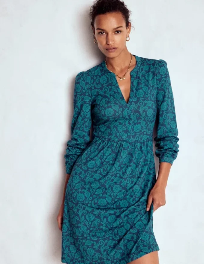 Naomi Relaxed Jersey Dress Midnight Ocean, Ornate Flora Naomi Relaxed Jersey Dress Midnight Ocean, Ornate Flora
