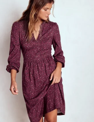 Naomi Relaxed Jersey Dress Prune, Leopard Spots