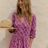 Naomi Relaxed Jersey Dress Purple, Wildflower Bouquet