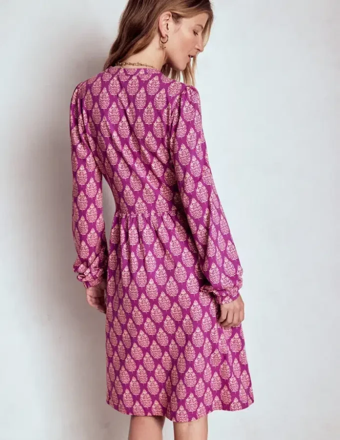 Naomi Relaxed Jersey Dress Purple, Wildflower Bouquet