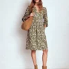 Naomi Relaxed Jersey Dress Woodland Green, Leopard