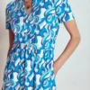 Naomi Short Jersey Dress Blue, Abstract Swirl Naomi Short Jersey Dress Blue, Abstract Swirl