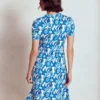 Naomi Short Jersey Dress Blue, Abstract Swirl Naomi Short Jersey Dress Blue, Abstract Swirl