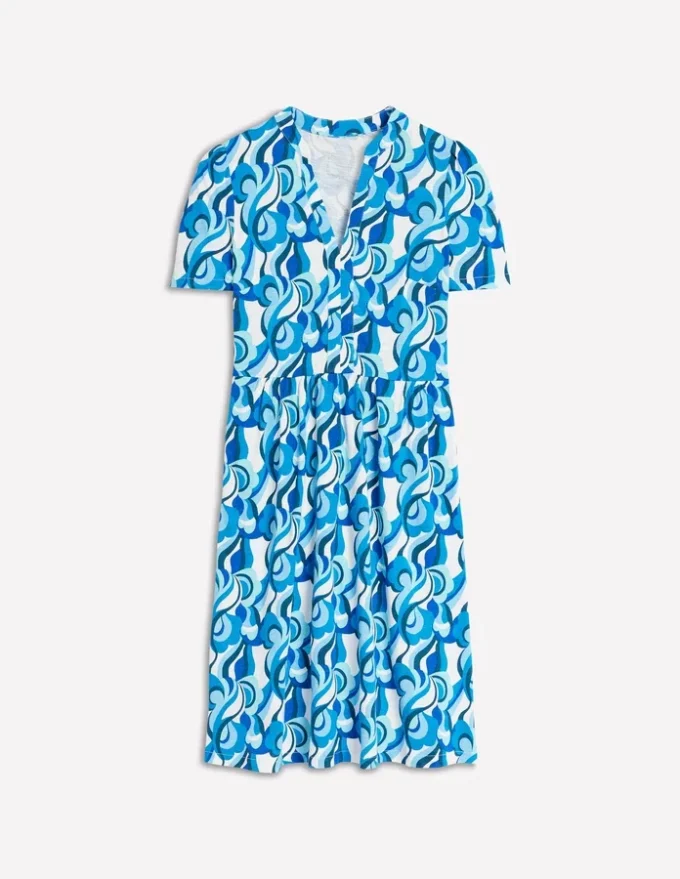 Naomi Short Jersey Dress Blue, Abstract Swirl Naomi Short Jersey Dress Blue, Abstract Swirl