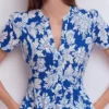 Naomi Short Jersey Dress Blue, Botanical Flourish Mono Naomi Short Jersey Dress Blue, Botanical Flourish Mono