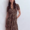Naomi Short Jersey Dress Camel, Cheetah Pop Naomi Short Jersey Dress Camel, Cheetah Pop