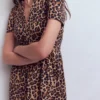 Naomi Short Jersey Dress Camel, Cheetah Pop Naomi Short Jersey Dress Camel, Cheetah Pop