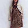 Naomi Short Jersey Dress Camel, Cheetah Pop Naomi Short Jersey Dress Camel, Cheetah Pop