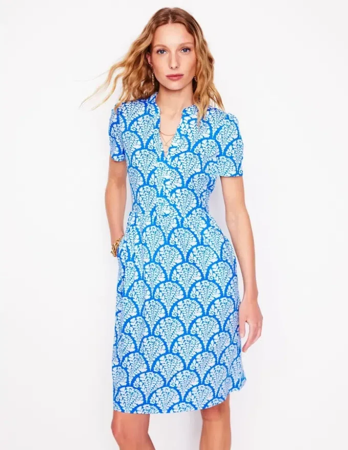 Naomi Short Jersey Dress Cerulean Blue, Blossomy Naomi Short Jersey Dress Cerulean Blue, Blossomy