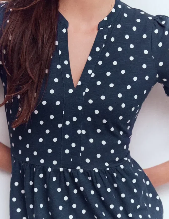 Naomi Short Jersey Dress French Navy, Painted Dot Naomi Short Jersey Dress French Navy, Painted Dot