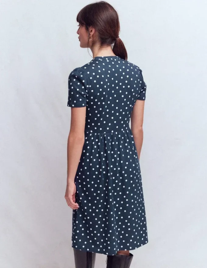 Naomi Short Jersey Dress French Navy, Painted Dot Naomi Short Jersey Dress French Navy, Painted Dot