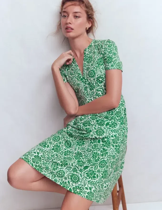 Naomi Short Jersey Dress Fresh Green, Meadow Scatter Naomi Short Jersey Dress Fresh Green, Meadow Scatter