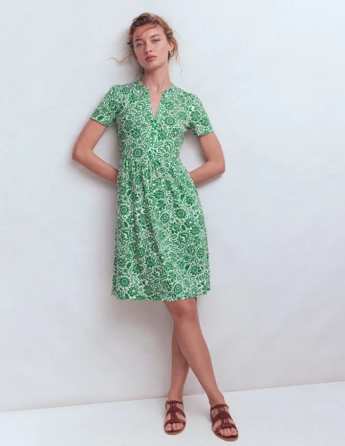 Naomi Short Jersey Dress Fresh Green, Meadow Scatter Naomi Short Jersey Dress Fresh Green, Meadow Scatter