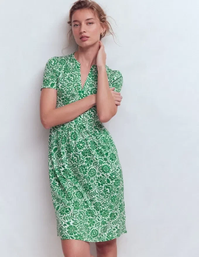 Naomi Short Jersey Dress Fresh Green, Meadow Scatter Naomi Short Jersey Dress Fresh Green, Meadow Scatter