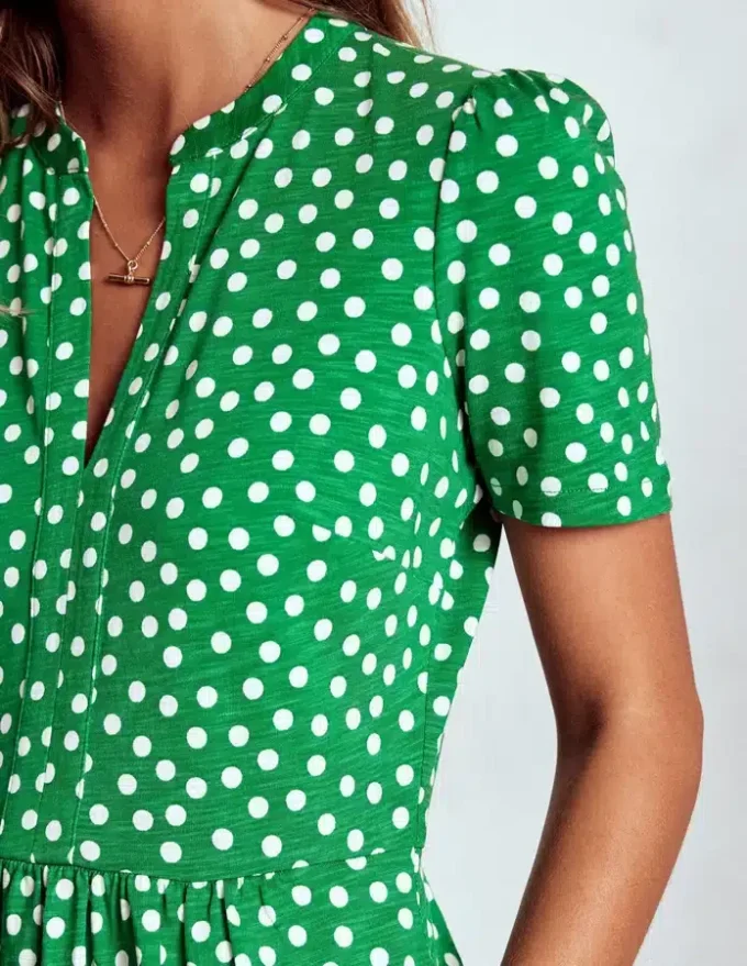 Naomi Short Jersey Dress Highland Green, Painted Dot Naomi Short Jersey Dress Highland Green, Painted Dot