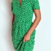Naomi Short Jersey Dress Highland Green, Painted Dot Naomi Short Jersey Dress Highland Green, Painted Dot