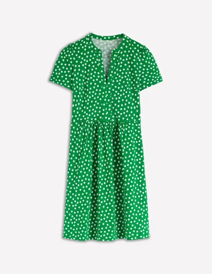 Naomi Short Jersey Dress Highland Green, Painted Dot Naomi Short Jersey Dress Highland Green, Painted Dot