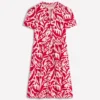 Naomi Short Jersey Dress Merida Red, Leafy Cascade Mono Naomi Short Jersey Dress Merida Red, Leafy Cascade Mono