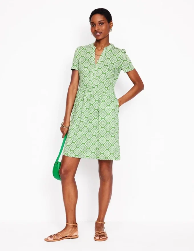 Naomi Short Jersey Dress Paradise Green, Botanic Blush Naomi Short Jersey Dress Paradise Green, Botanic Blush