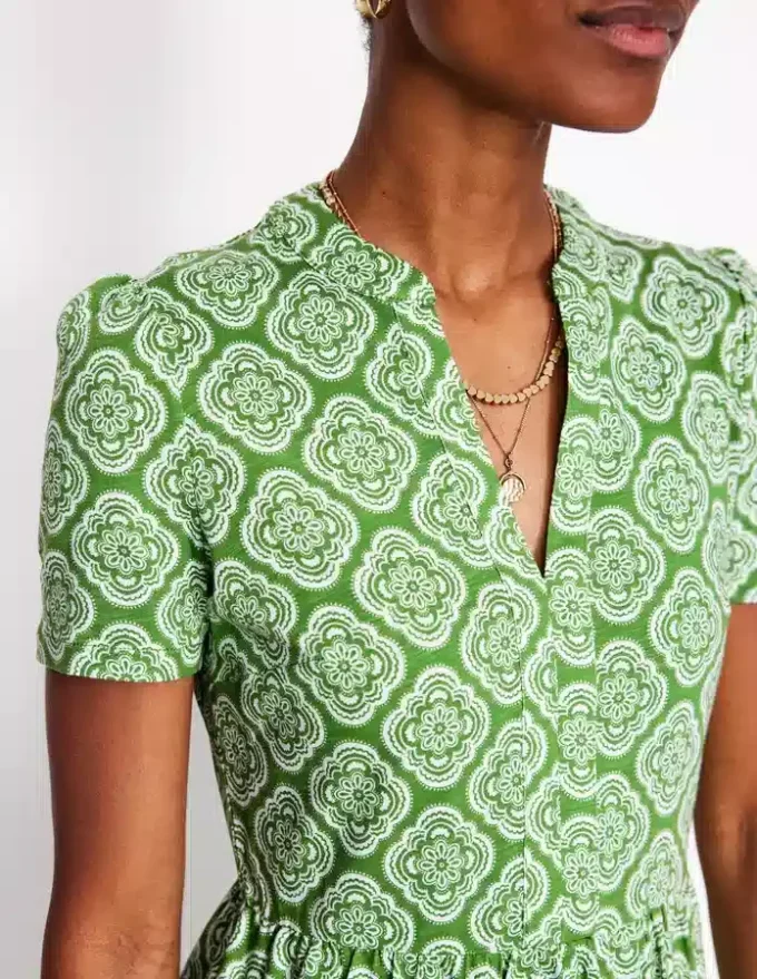 Naomi Short Jersey Dress Paradise Green, Botanic Blush Naomi Short Jersey Dress Paradise Green, Botanic Blush