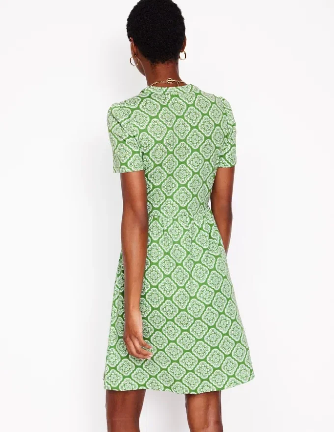 Naomi Short Jersey Dress Paradise Green, Botanic Blush Naomi Short Jersey Dress Paradise Green, Botanic Blush