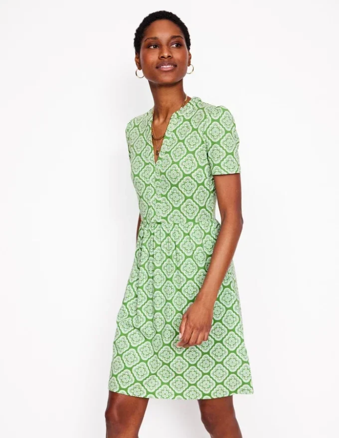 Naomi Short Jersey Dress Paradise Green, Botanic Blush Naomi Short Jersey Dress Paradise Green, Botanic Blush
