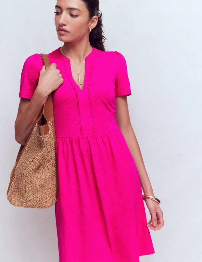 Naomi Short Jersey Dress Pink Peony Naomi Short Jersey Dress Pink Peony